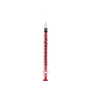 Acufine 27g x 1/2" ( 0.4mm x 12mm ) Fixed Needle Syringe Red